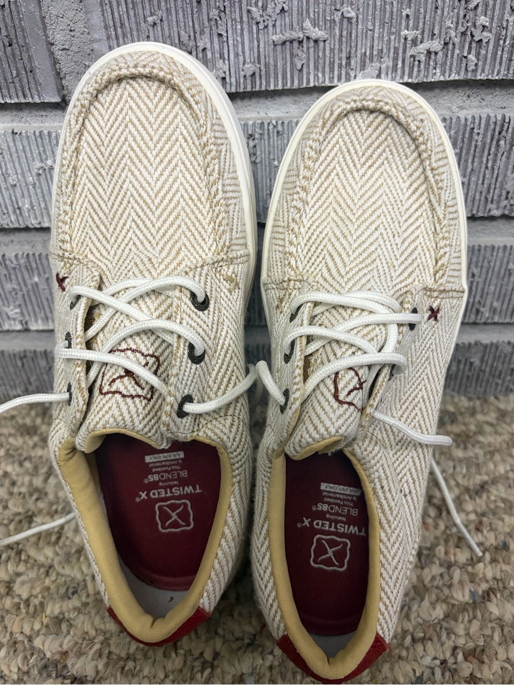 Men's Twisted X Casual Canvas Boat Shoes in Beige